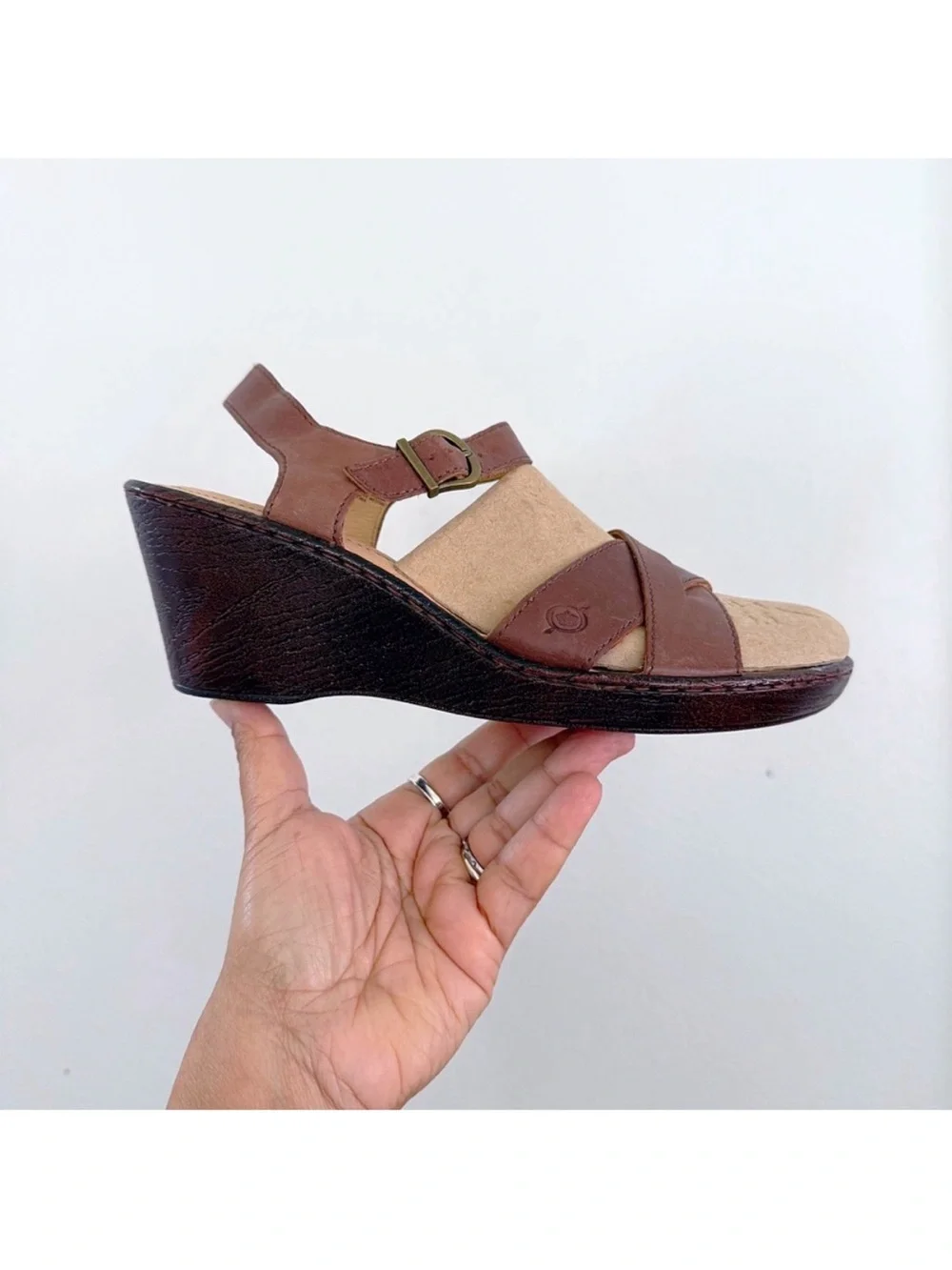 Børn Brown Leather Wedge Sandals